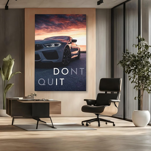 Canvas Wall Art Premium, LuxCanva® Q1005, Die Kraft weiterzumachen, Entschlossenheit, Ehrgeiz, Erfolg, Disziplin, Fokus, Wille, Auto, Sport, Straße, Asphalt, Scheinwerfer, Geschwindigkeit, Richtung, Büro, Schlafzimmer