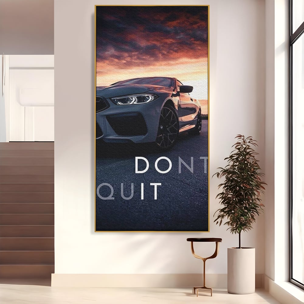 Canvas Wall Art Premium, LuxCanva® Q1005, Die Kraft weiterzumachen, Entschlossenheit, Ehrgeiz, Erfolg, Disziplin, Fokus, Wille, Auto, Sport, Straße, Asphalt, Scheinwerfer, Geschwindigkeit, Richtung, Büro, Schlafzimmer