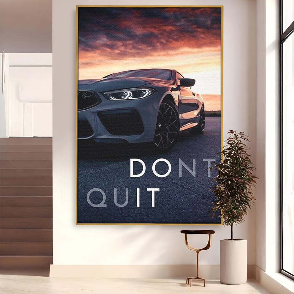 Canvas Wall Art Premium, LuxCanva® Q1005, Die Kraft weiterzumachen, Entschlossenheit, Ehrgeiz, Erfolg, Disziplin, Fokus, Wille, Auto, Sport, Straße, Asphalt, Scheinwerfer, Geschwindigkeit, Richtung, Büro, Schlafzimmer