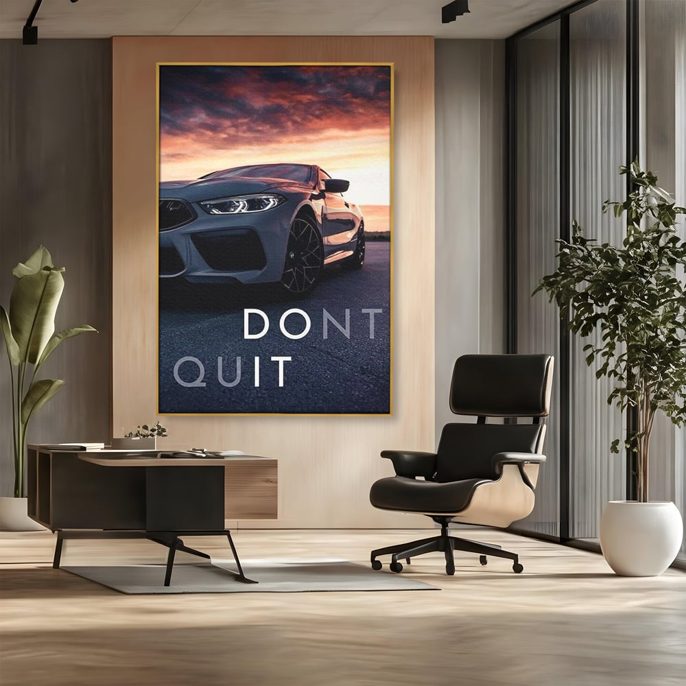 Canvas Wall Art Premium, LuxCanva® Q1005, Die Kraft weiterzumachen, Entschlossenheit, Ehrgeiz, Erfolg, Disziplin, Fokus, Wille, Auto, Sport, Straße, Asphalt, Scheinwerfer, Geschwindigkeit, Richtung, Büro, Schlafzimmer