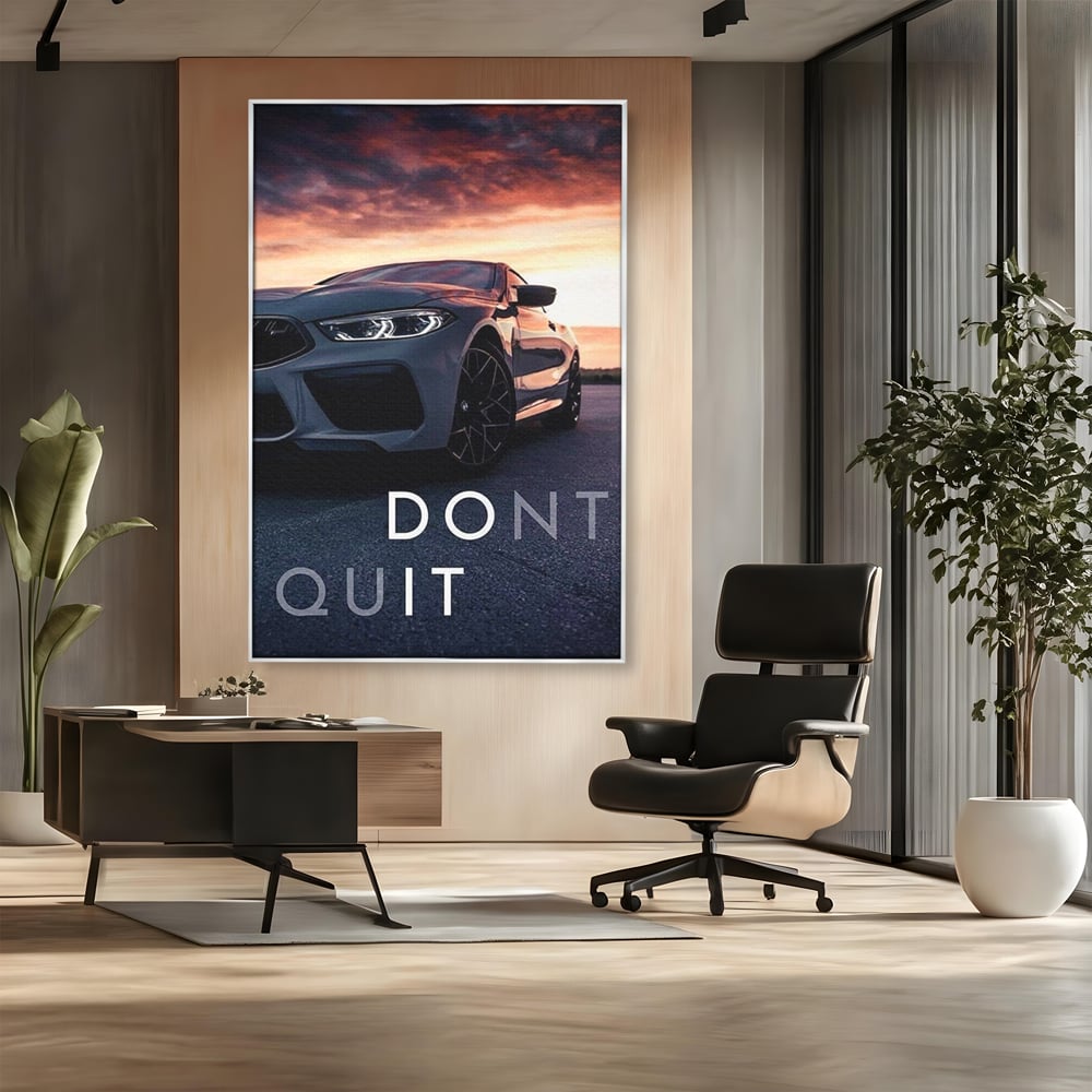 Canvas Wall Art Premium, LuxCanva® Q1005, Die Kraft weiterzumachen, Entschlossenheit, Ehrgeiz, Erfolg, Disziplin, Fokus, Wille, Auto, Sport, Straße, Asphalt, Scheinwerfer, Geschwindigkeit, Richtung, Büro, Schlafzimmer