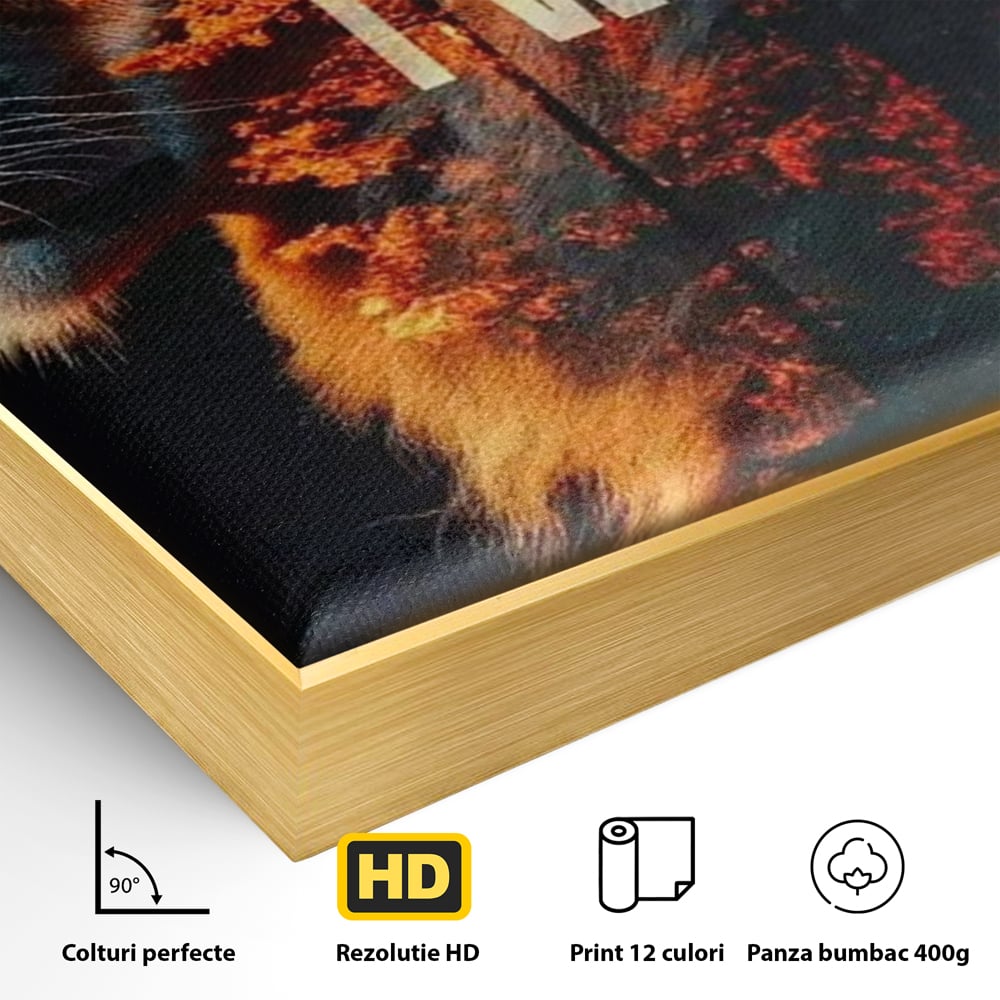 Tablou Canvas Premium, LuxCanva® Q1006, Nascut Sa Reuseasca, Vointa, Perseverenta, Ambitie, Leu, Rege, Foc, Curaj, Dominatie, Portret, Inspirational, Reusita, Forta, Birou, Dormitor