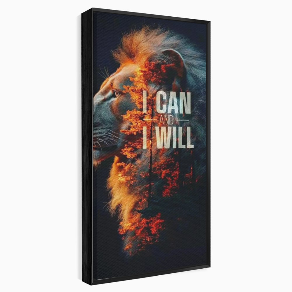 Tablou Canvas Premium, LuxCanva® Q1006, Nascut Sa Reuseasca, Vointa, Perseverenta, Ambitie, Leu, Rege, Foc, Curaj, Dominatie, Portret, Inspirational, Reusita, Forta, Birou, Dormitor