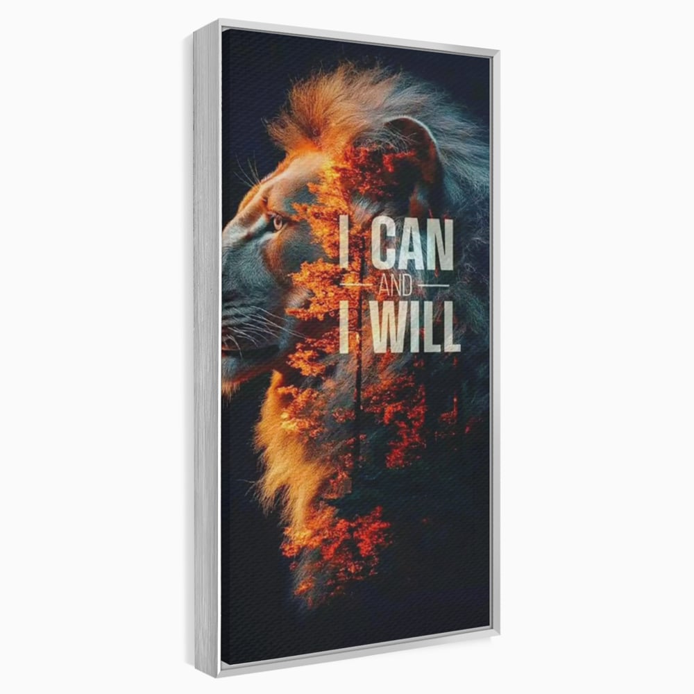 Tablou Canvas Premium, LuxCanva® Q1006, Nascut Sa Reuseasca, Vointa, Perseverenta, Ambitie, Leu, Rege, Foc, Curaj, Dominatie, Portret, Inspirational, Reusita, Forta, Birou, Dormitor