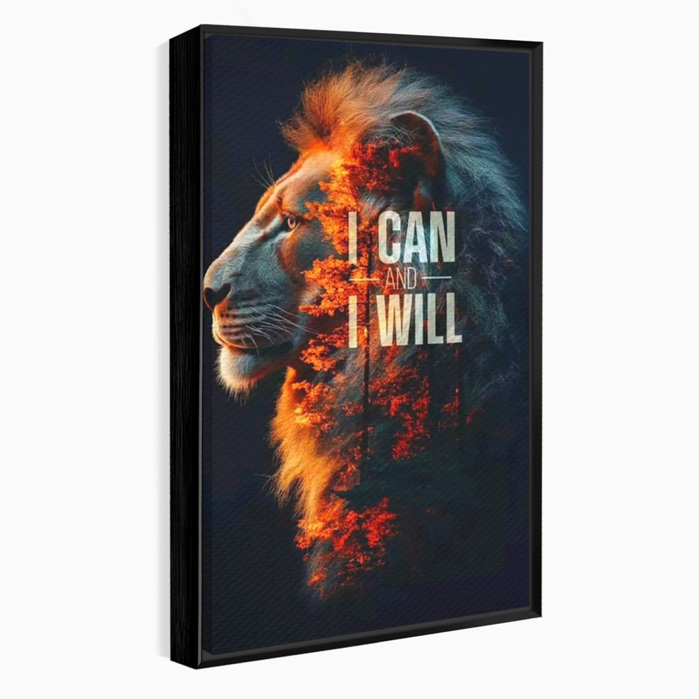 Tablou Canvas Premium, LuxCanva® Q1006, Nascut Sa Reuseasca, Vointa, Perseverenta, Ambitie, Leu, Rege, Foc, Curaj, Dominatie, Portret, Inspirational, Reusita, Forta, Birou, Dormitor