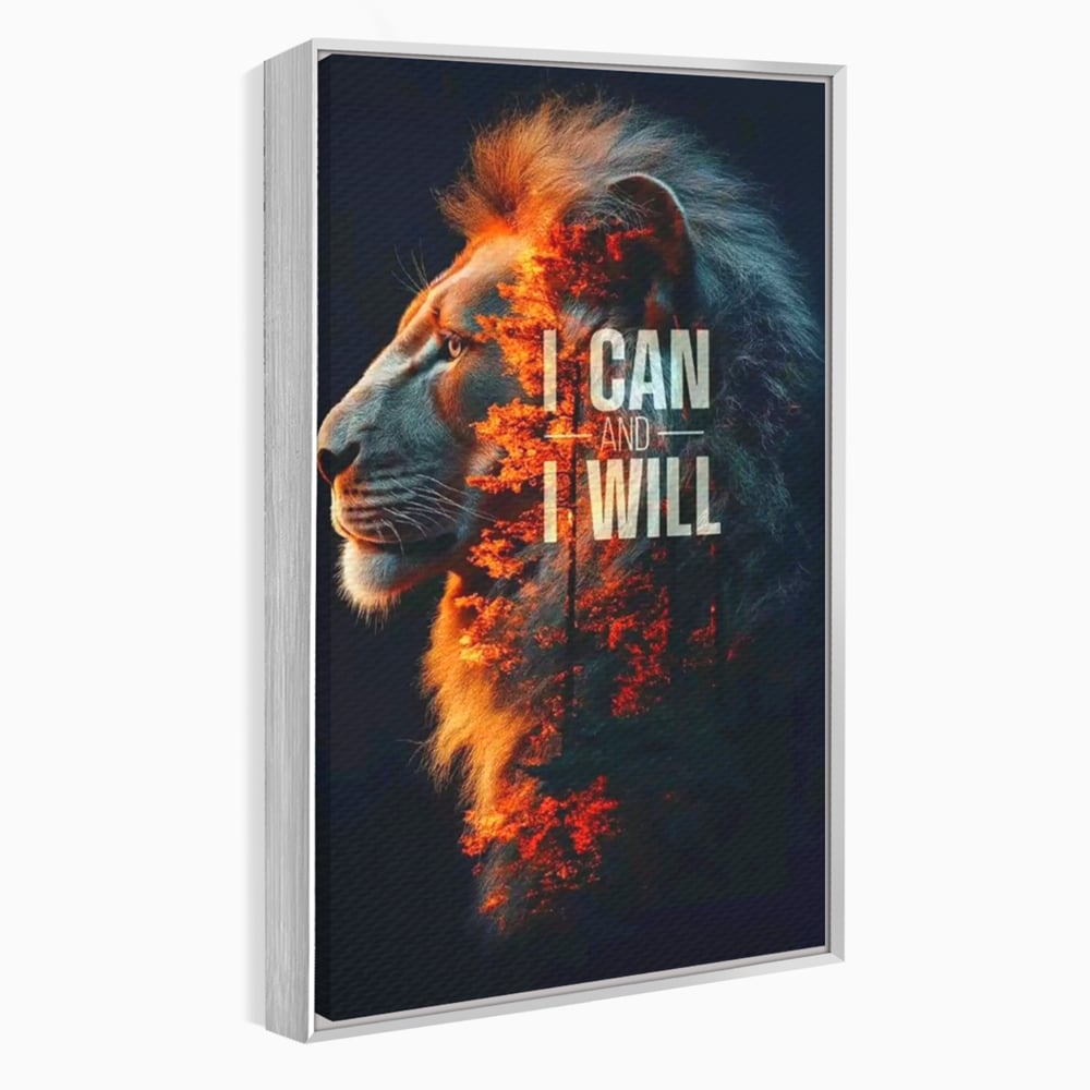 Tablou Canvas Premium, LuxCanva® Q1006, Nascut Sa Reuseasca, Vointa, Perseverenta, Ambitie, Leu, Rege, Foc, Curaj, Dominatie, Portret, Inspirational, Reusita, Forta, Birou, Dormitor
