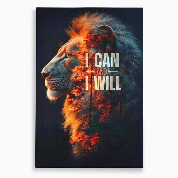 Tablou Canvas Premium, LuxCanva® Q1006, Nascut Sa Reuseasca, Vointa, Perseverenta, Ambitie, Leu, Rege, Foc, Curaj, Dominatie, Portret, Inspirational, Reusita, Forta, Birou, Dormitor