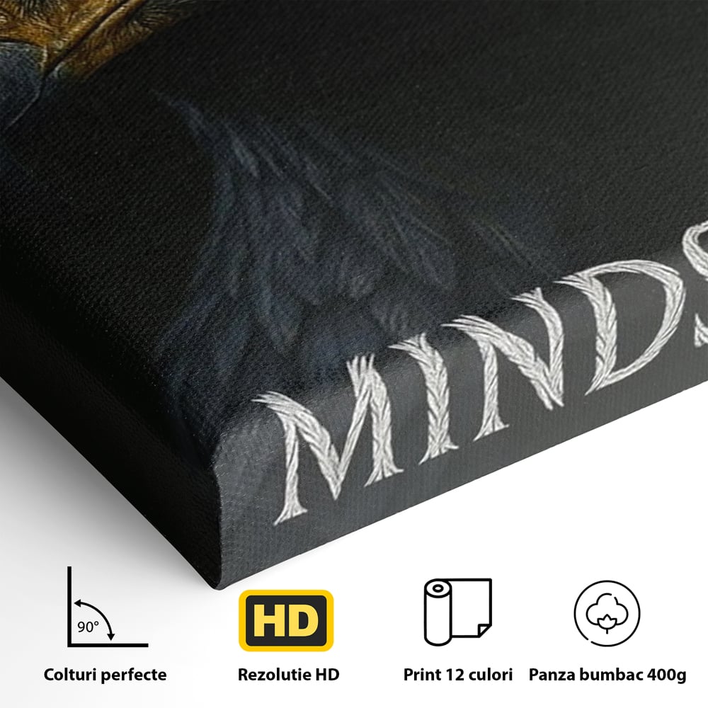 Tablou Canvas Premium, LuxCanva® Q1007, Puterea Gandului, Mentalitate, Vultur, Claritate, Gand, Lider, Succes, Libertate, Inteligenta, Privire, Pene, Antreprenoriat, Pasare, Padure, Birou, Dormitor