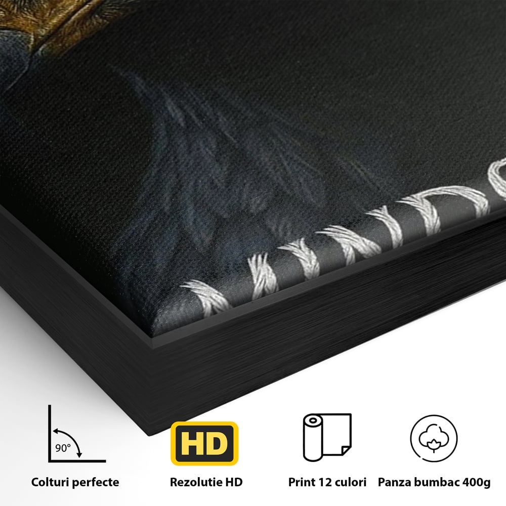 Tablou Canvas Premium, LuxCanva® Q1007, Puterea Gandului, Mentalitate, Vultur, Claritate, Gand, Lider, Succes, Libertate, Inteligenta, Privire, Pene, Antreprenoriat, Pasare, Padure, Birou, Dormitor