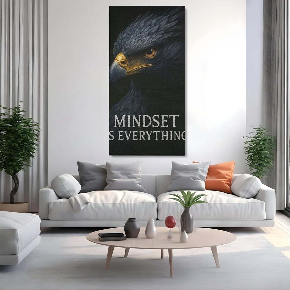 Tablou Canvas Premium, LuxCanva® Q1007, Puterea Gandului, Mentalitate, Vultur, Claritate, Gand, Lider, Succes, Libertate, Inteligenta, Privire, Pene, Antreprenoriat, Pasare, Padure, Birou, Dormitor