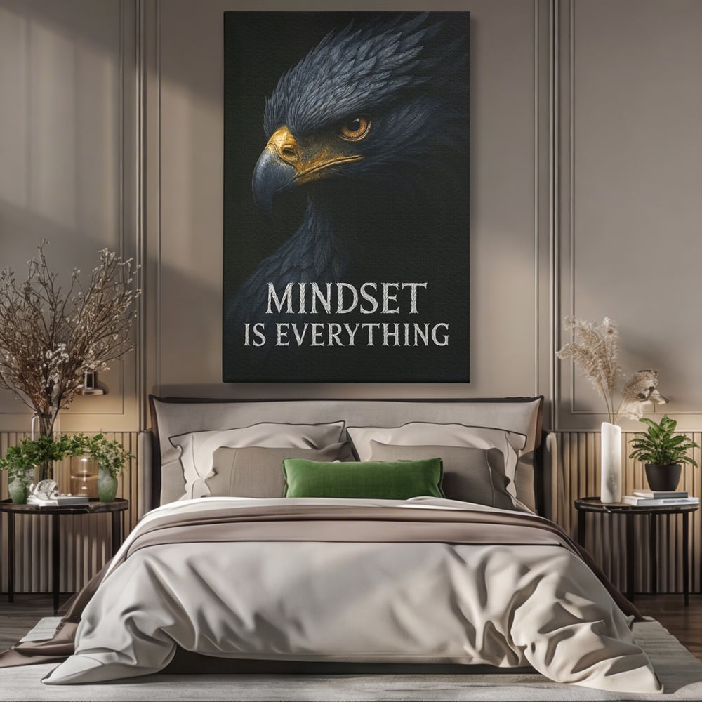 Tablou Canvas Premium, LuxCanva® Q1007, Puterea Gandului, Mentalitate, Vultur, Claritate, Gand, Lider, Succes, Libertate, Inteligenta, Privire, Pene, Antreprenoriat, Pasare, Padure, Birou, Dormitor