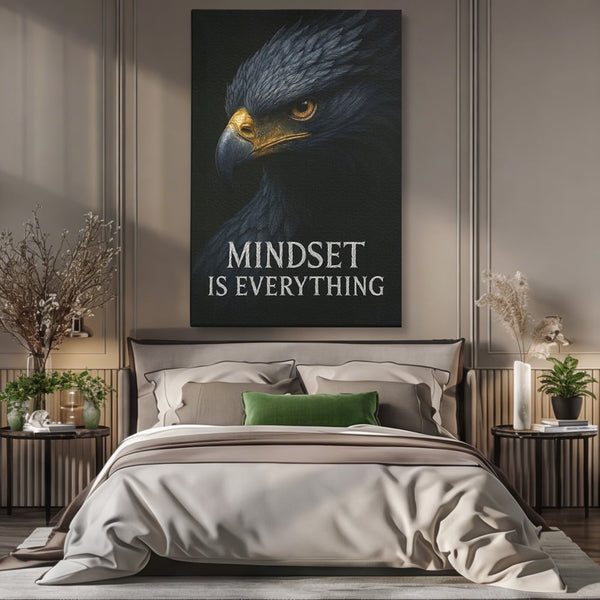 Tablou Canvas Premium, LuxCanva® Q1007, Puterea Gandului, Mentalitate, Vultur, Claritate, Gand, Lider, Succes, Libertate, Inteligenta, Privire, Pene, Antreprenoriat, Pasare, Padure, Birou, Dormitor