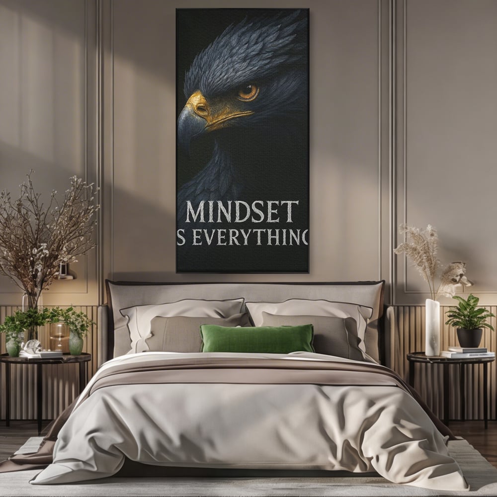Tablou Canvas Premium, LuxCanva® Q1007, Puterea Gandului, Mentalitate, Vultur, Claritate, Gand, Lider, Succes, Libertate, Inteligenta, Privire, Pene, Antreprenoriat, Pasare, Padure, Birou, Dormitor