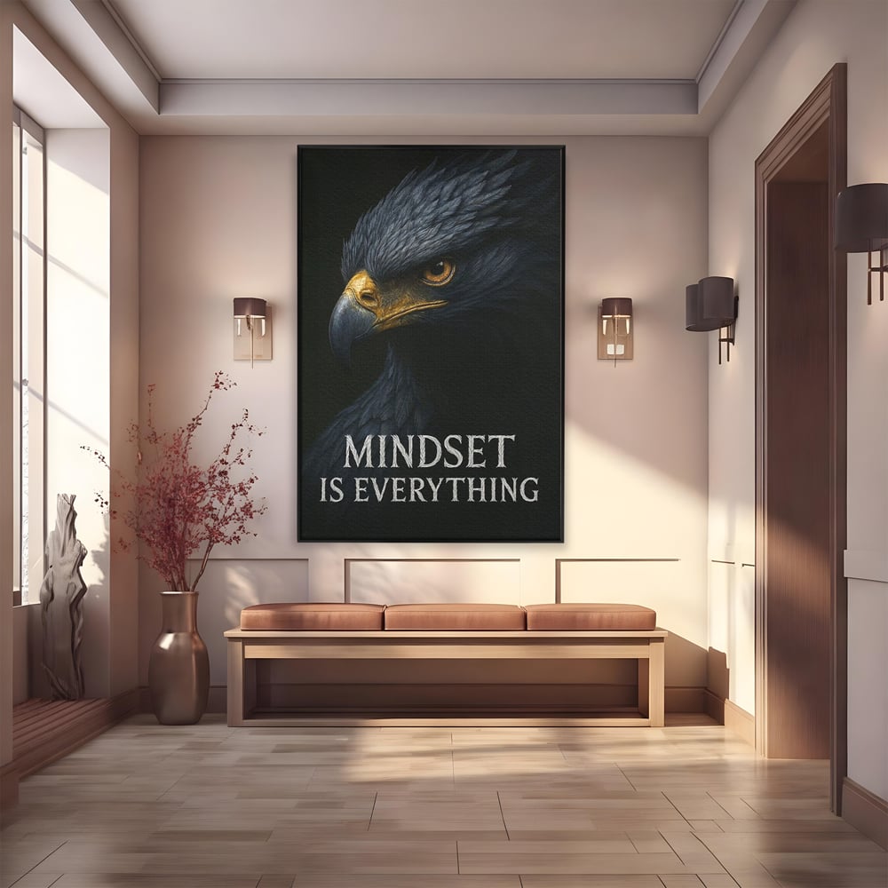Tablou Canvas Premium, LuxCanva® Q1007, Puterea Gandului, Mentalitate, Vultur, Claritate, Gand, Lider, Succes, Libertate, Inteligenta, Privire, Pene, Antreprenoriat, Pasare, Padure, Birou, Dormitor