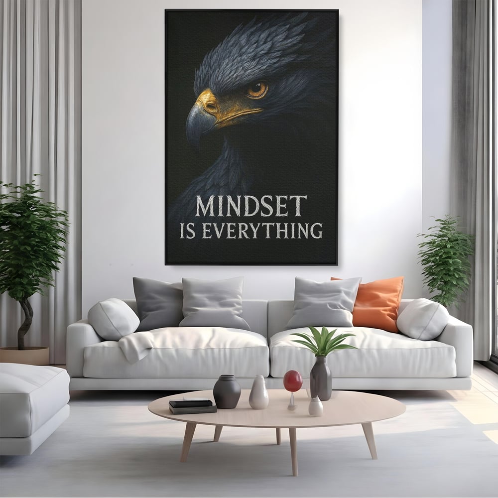 Tablou Canvas Premium, LuxCanva® Q1007, Puterea Gandului, Mentalitate, Vultur, Claritate, Gand, Lider, Succes, Libertate, Inteligenta, Privire, Pene, Antreprenoriat, Pasare, Padure, Birou, Dormitor