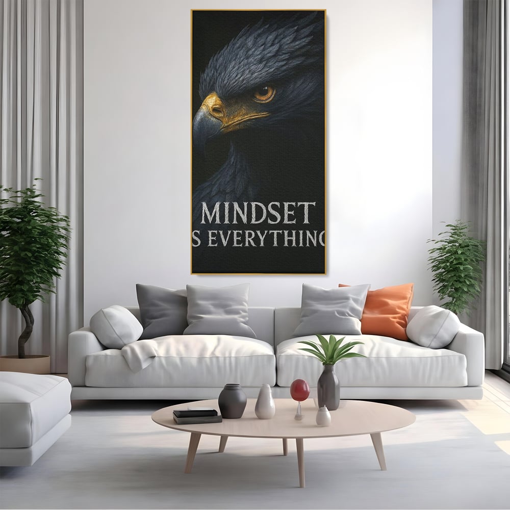 Tablou Canvas Premium, LuxCanva® Q1007, Puterea Gandului, Mentalitate, Vultur, Claritate, Gand, Lider, Succes, Libertate, Inteligenta, Privire, Pene, Antreprenoriat, Pasare, Padure, Birou, Dormitor