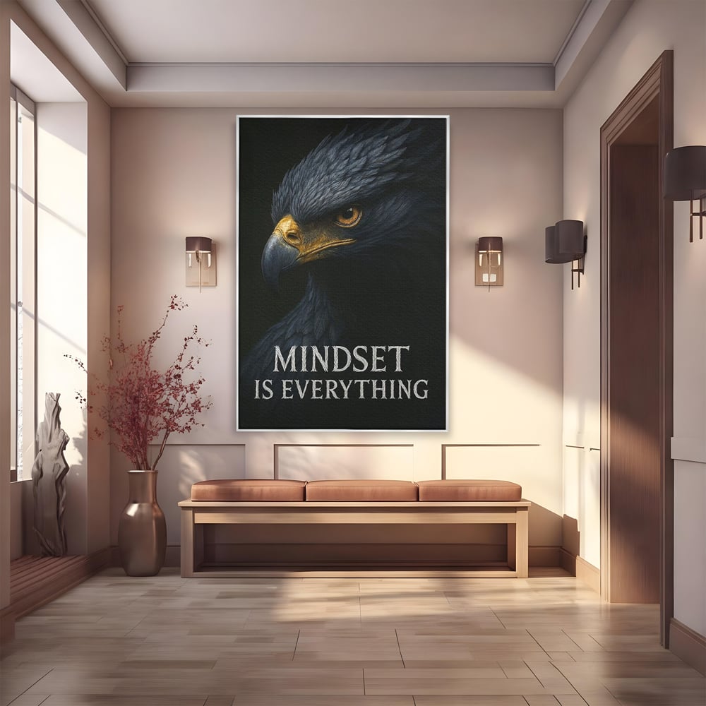Tablou Canvas Premium, LuxCanva® Q1007, Puterea Gandului, Mentalitate, Vultur, Claritate, Gand, Lider, Succes, Libertate, Inteligenta, Privire, Pene, Antreprenoriat, Pasare, Padure, Birou, Dormitor