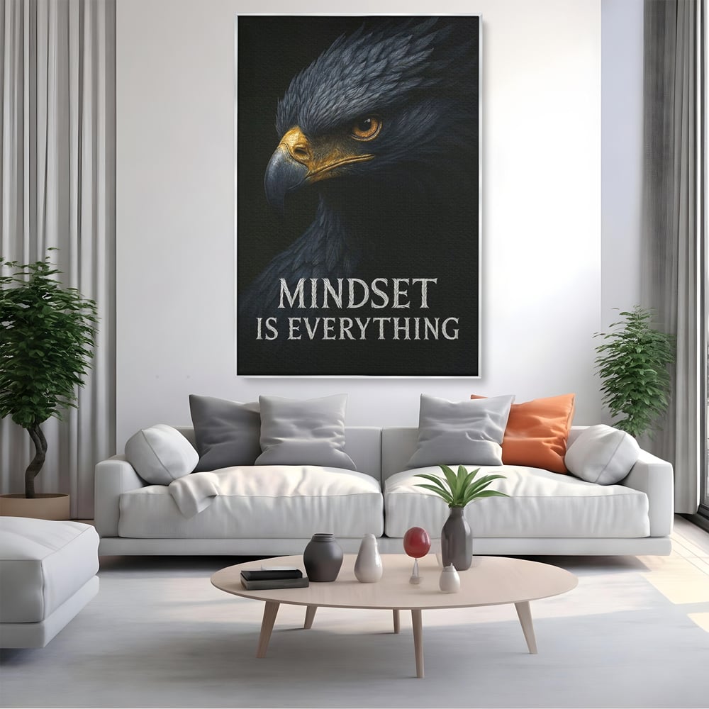 Tablou Canvas Premium, LuxCanva® Q1007, Puterea Gandului, Mentalitate, Vultur, Claritate, Gand, Lider, Succes, Libertate, Inteligenta, Privire, Pene, Antreprenoriat, Pasare, Padure, Birou, Dormitor