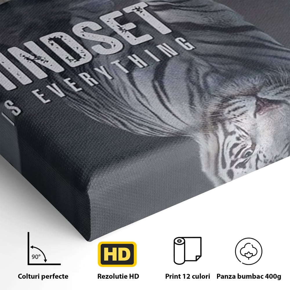Tablou Canvas Premium, LuxCanva® Q1008, In Oglinda Mintii, Pisoi, Tigru, Reflectie, Oglinda, Crestere, Curaj, Devenire, Identitate, Pui, Apa, Privire, Psihologie, Simbolic, Felina, Birou, Dormitor
