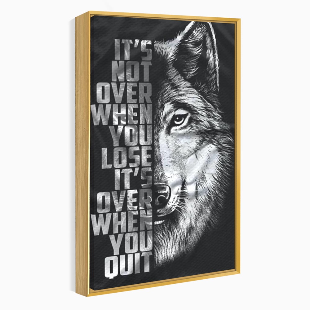 Tablou Canvas Premium, LuxCanva® Q1009, Lupta Continua,  Lup, Supravietuire, Instinct, Loialitate, Spirit, Salbatic, Portret, Alb, Negru, Privire, Chip, Sportivi, Vointa, Motivatie, Birou, Dormitor