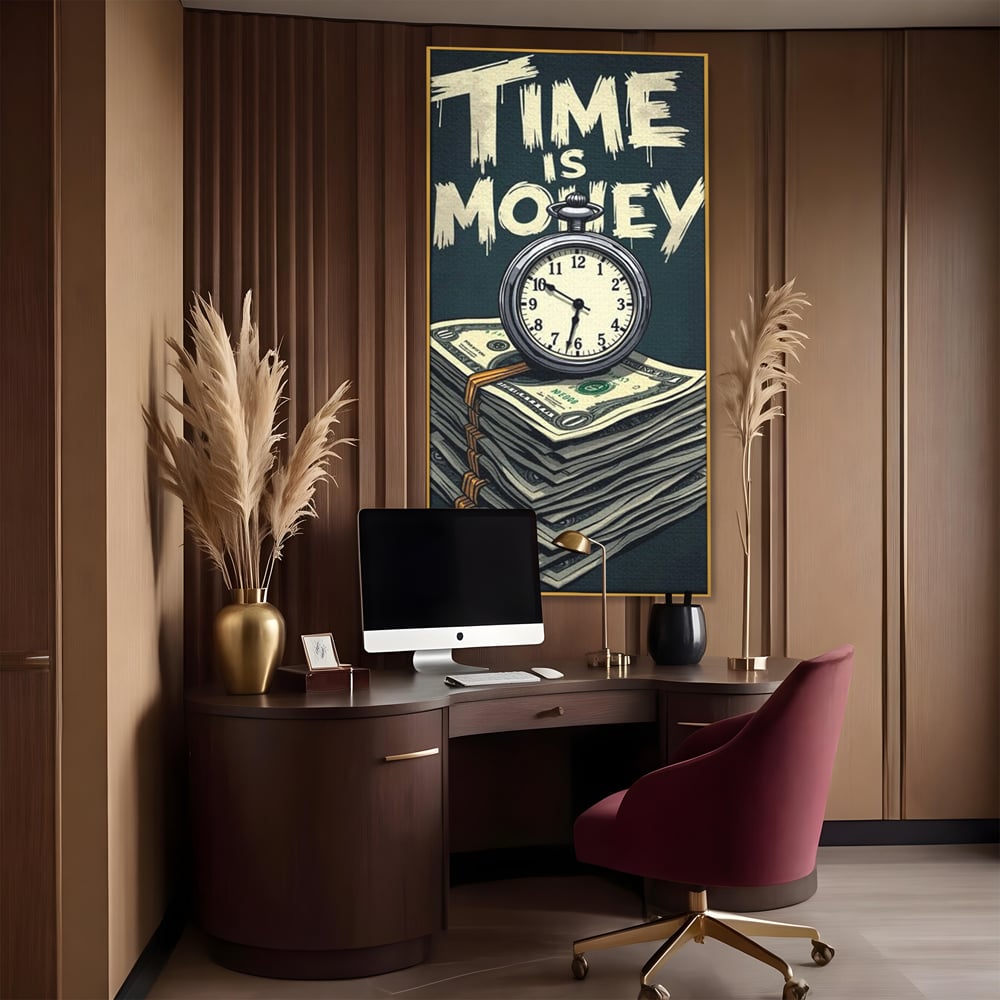 Tablou Canvas Premium, LuxCanva® Q1012, Ora Succesului, Timp, Ceas, Bani, Business, Disciplina, Motivatie, Performanta, Cariera, Birou, Dormitor