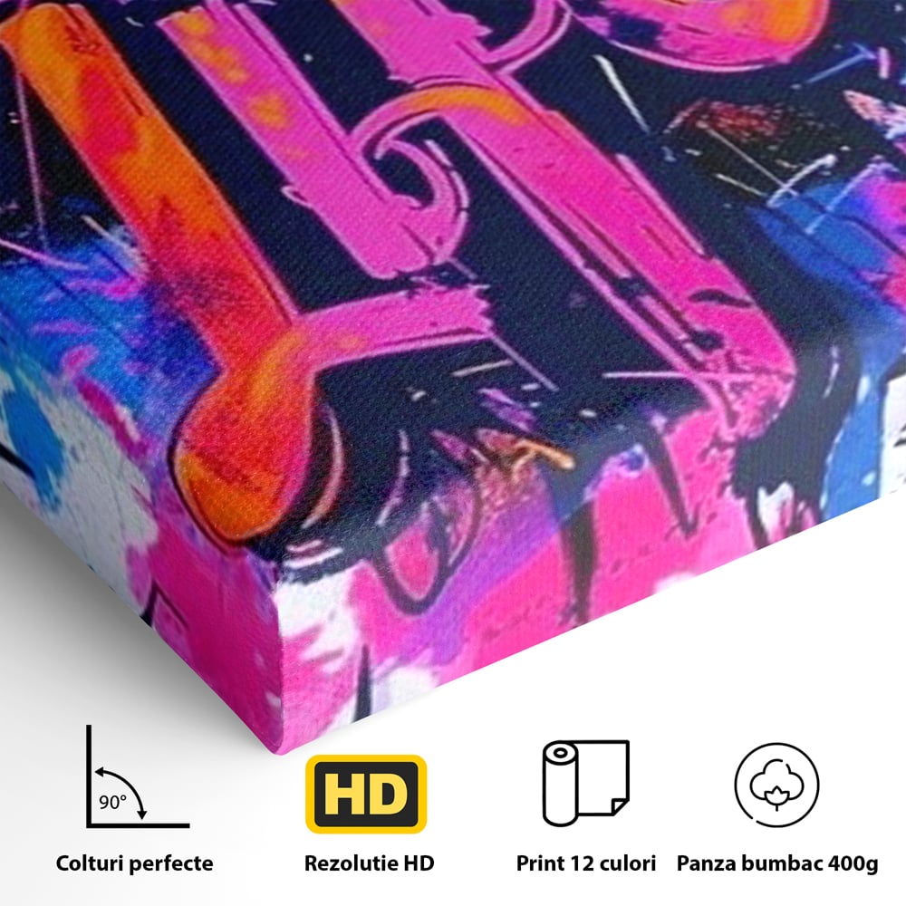 Tablou Canvas Premium, LuxCanva® Q1013, Iubeste Viata, Graffiti, Iubire, Viata, Urban, Motivational, Mesaj, Pozitiv, Modern, Birou, Dormitor