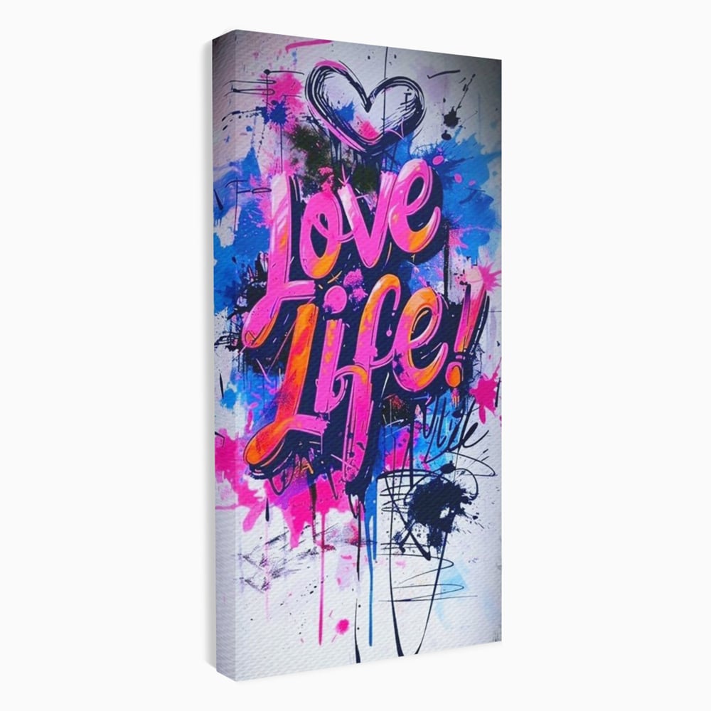 Tablou Canvas Premium, LuxCanva® Q1013, Iubeste Viata, Graffiti, Iubire, Viata, Urban, Motivational, Mesaj, Pozitiv, Modern, Birou, Dormitor