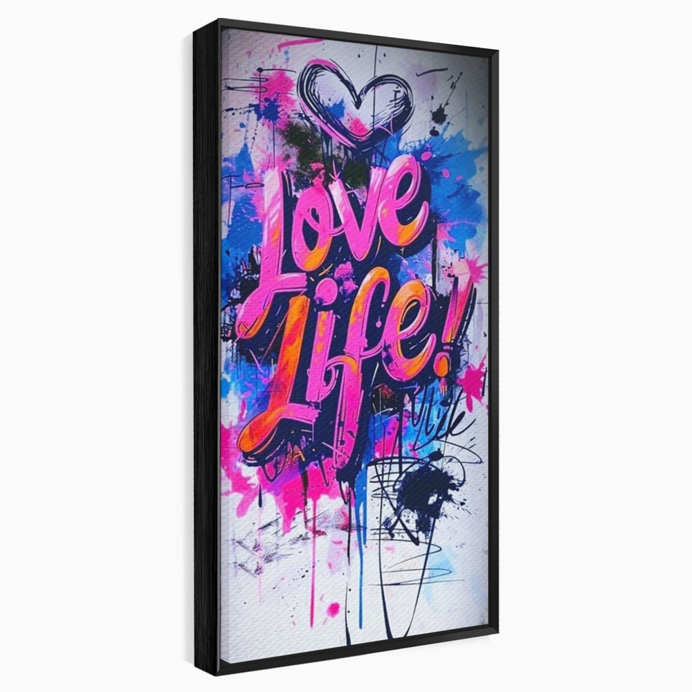 Tablou Canvas Premium, LuxCanva® Q1013, Iubeste Viata, Graffiti, Iubire, Viata, Urban, Motivational, Mesaj, Pozitiv, Modern, Birou, Dormitor