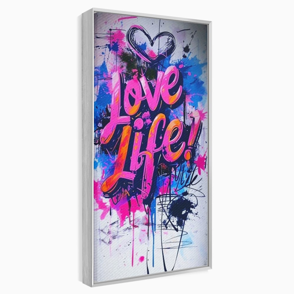 Tablou Canvas Premium, LuxCanva® Q1013, Iubeste Viata, Graffiti, Iubire, Viata, Urban, Motivational, Mesaj, Pozitiv, Modern, Birou, Dormitor