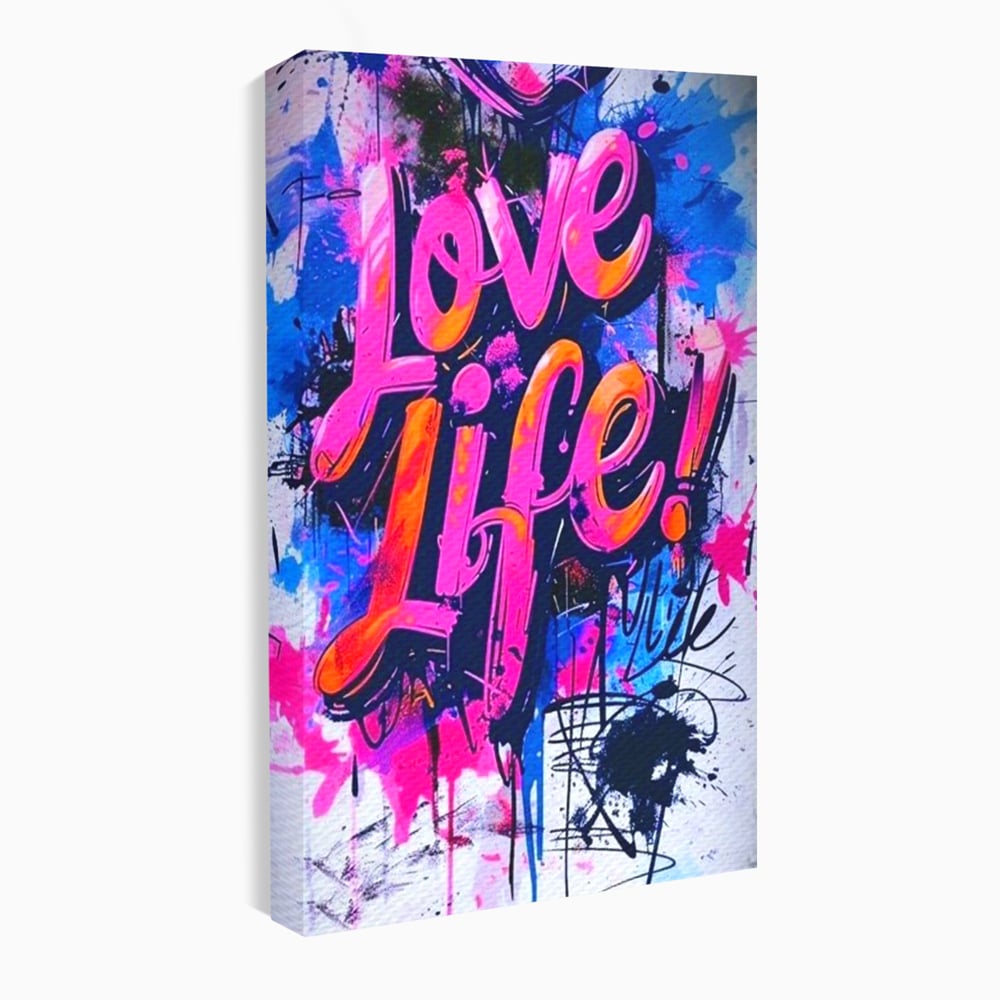 Tablou Canvas Premium, LuxCanva® Q1013, Iubeste Viata, Graffiti, Iubire, Viata, Urban, Motivational, Mesaj, Pozitiv, Modern, Birou, Dormitor