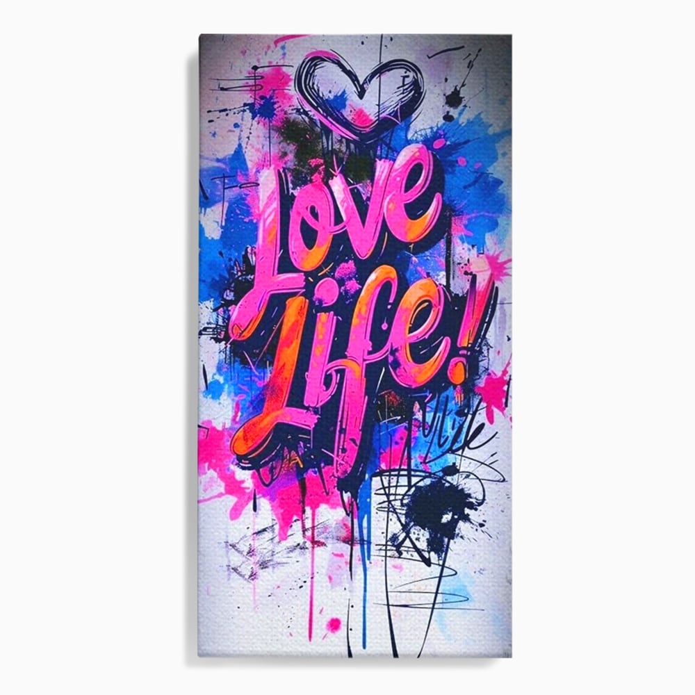Tablou Canvas Premium, LuxCanva® Q1013, Iubeste Viata, Graffiti, Iubire, Viata, Urban, Motivational, Mesaj, Pozitiv, Modern, Birou, Dormitor