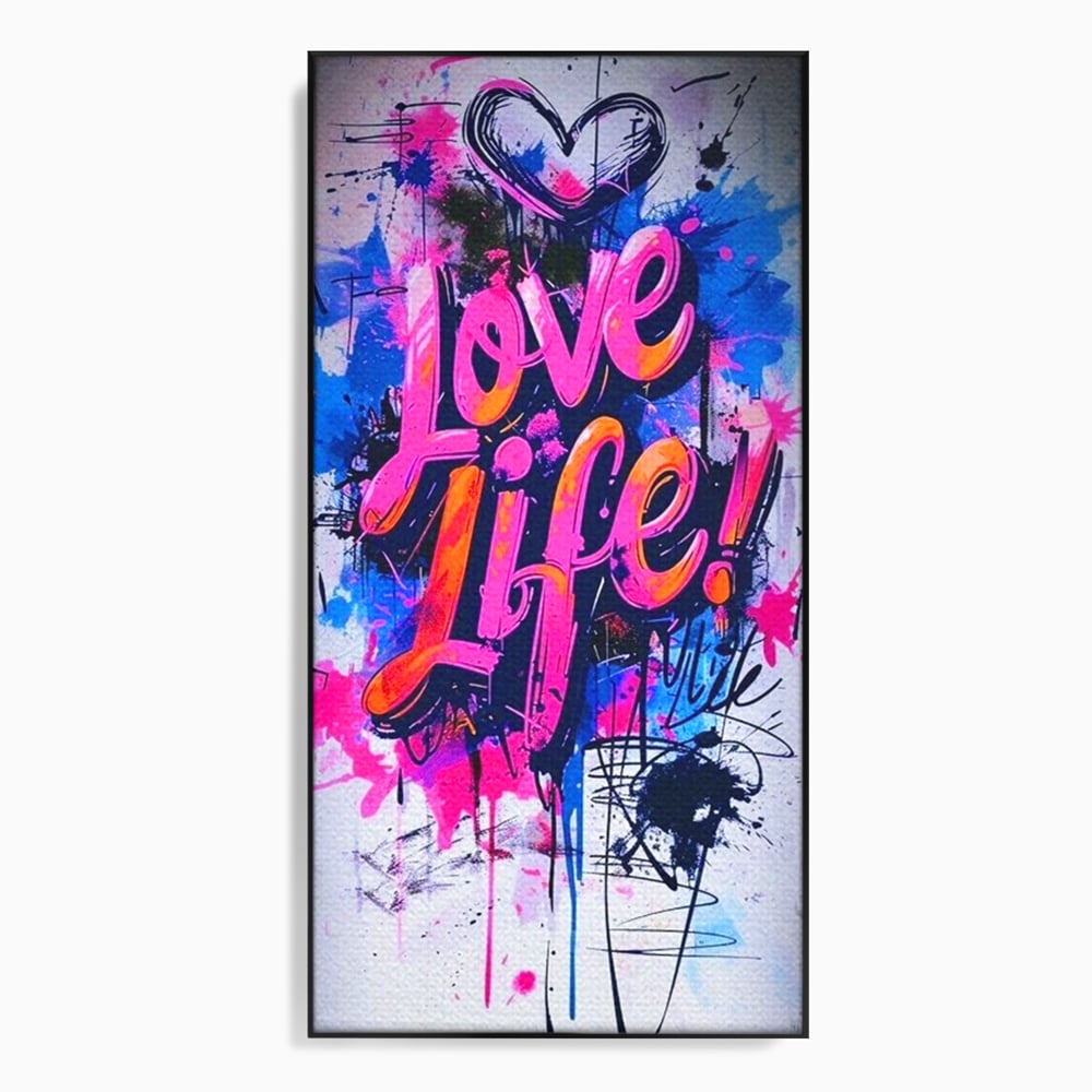 Tablou Canvas Premium, LuxCanva® Q1013, Iubeste Viata, Graffiti, Iubire, Viata, Urban, Motivational, Mesaj, Pozitiv, Modern, Birou, Dormitor
