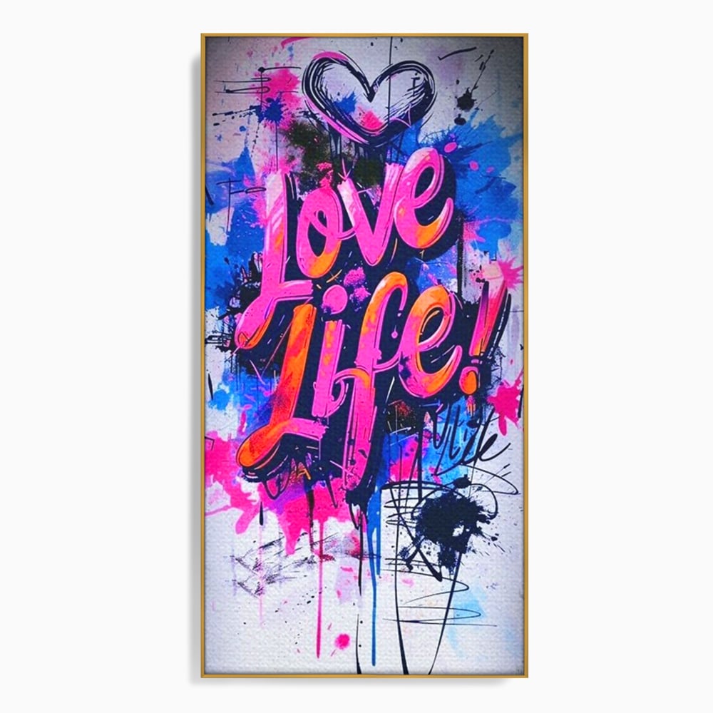 Tablou Canvas Premium, LuxCanva® Q1013, Iubeste Viata, Graffiti, Iubire, Viata, Urban, Motivational, Mesaj, Pozitiv, Modern, Birou, Dormitor