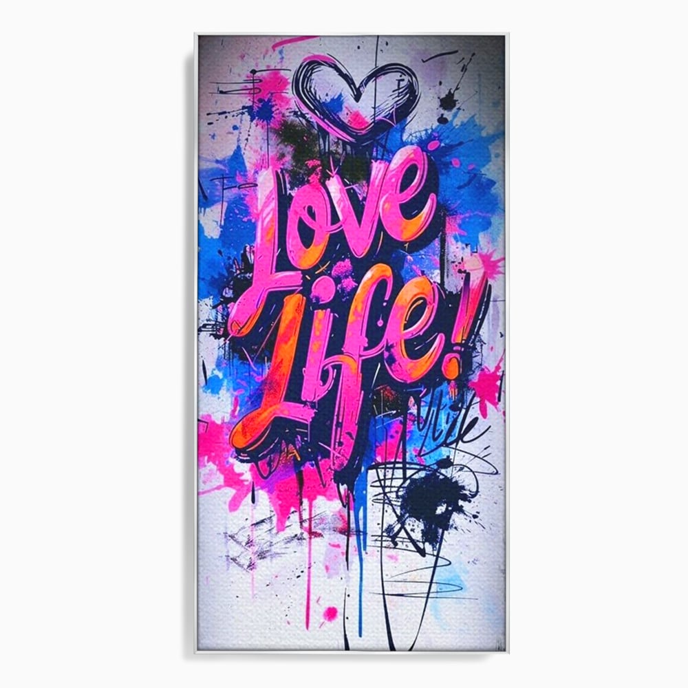 Tablou Canvas Premium, LuxCanva® Q1013, Iubeste Viata, Graffiti, Iubire, Viata, Urban, Motivational, Mesaj, Pozitiv, Modern, Birou, Dormitor