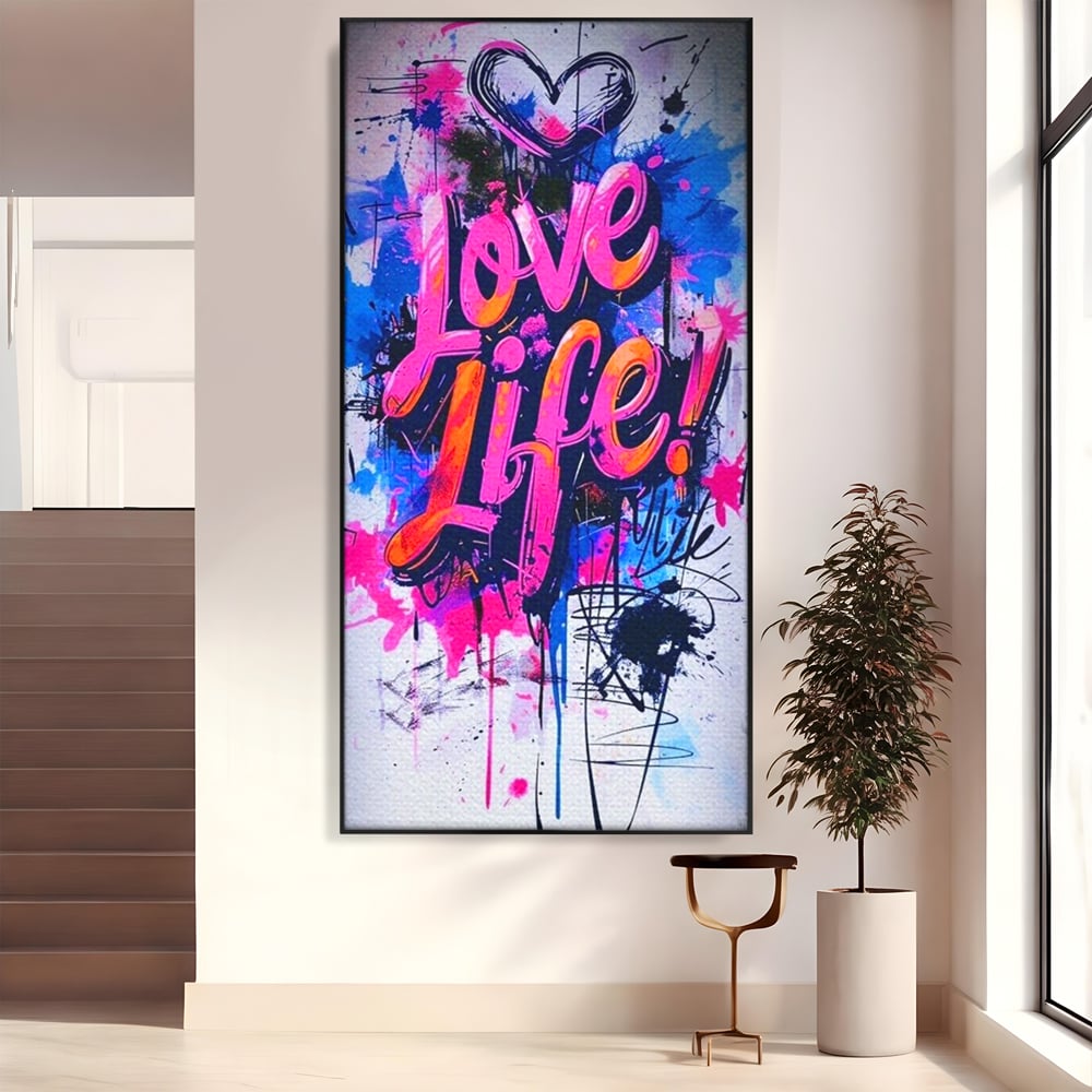 Tablou Canvas Premium, LuxCanva® Q1013, Iubeste Viata, Graffiti, Iubire, Viata, Urban, Motivational, Mesaj, Pozitiv, Modern, Birou, Dormitor