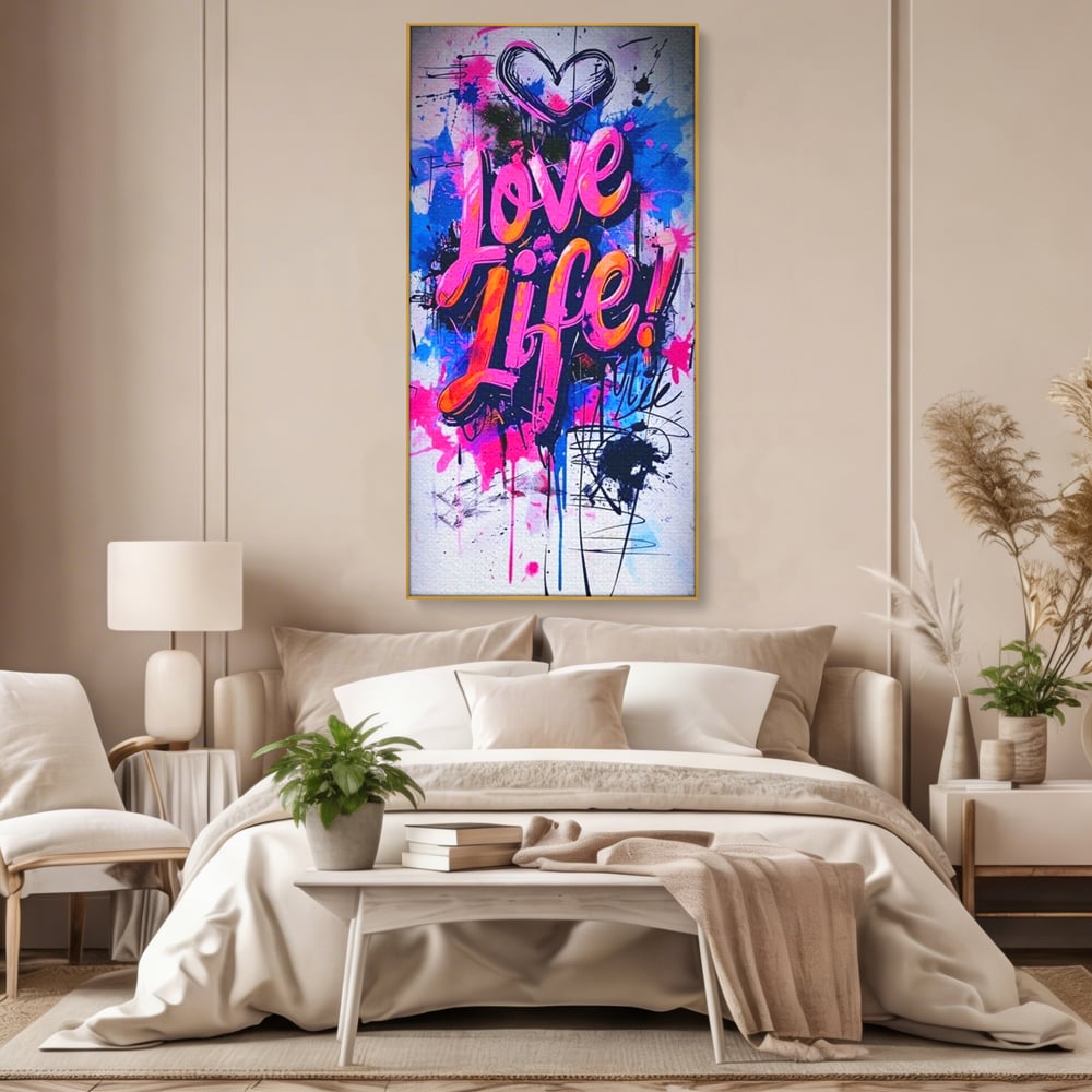 Tablou Canvas Premium, LuxCanva® Q1013, Iubeste Viata, Graffiti, Iubire, Viata, Urban, Motivational, Mesaj, Pozitiv, Modern, Birou, Dormitor