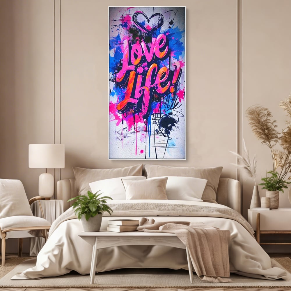 Tablou Canvas Premium, LuxCanva® Q1013, Iubeste Viata, Graffiti, Iubire, Viata, Urban, Motivational, Mesaj, Pozitiv, Modern, Birou, Dormitor