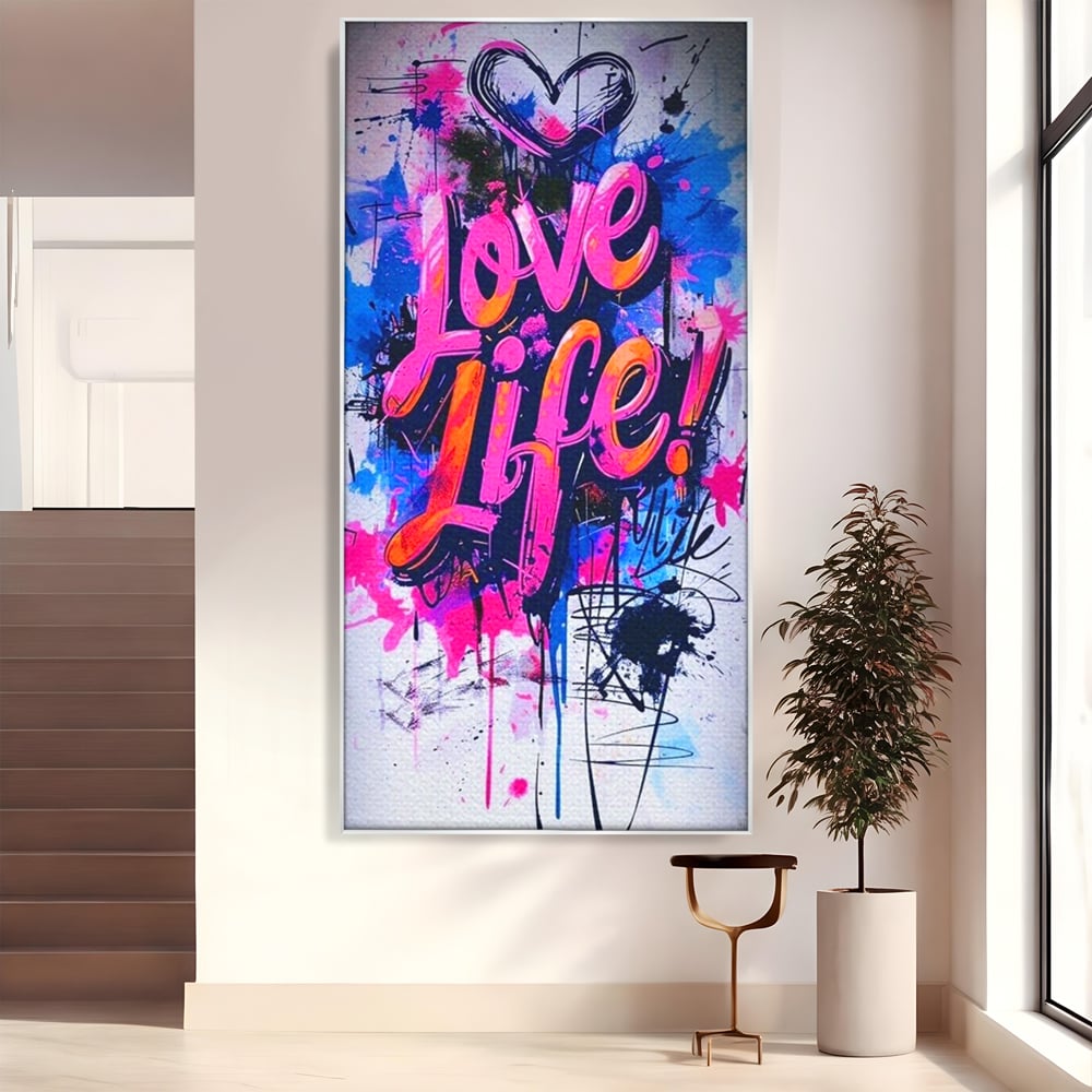 Tablou Canvas Premium, LuxCanva® Q1013, Iubeste Viata, Graffiti, Iubire, Viata, Urban, Motivational, Mesaj, Pozitiv, Modern, Birou, Dormitor