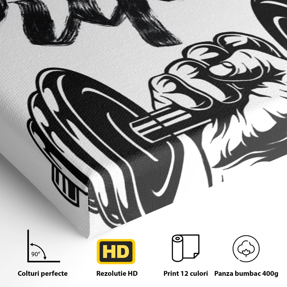 Tablou Canvas Premium, LuxCanva® Q1016, Vointa de Fier, Fitness, Gym, Sala, Disciplina, Forta, Performanta, Ambitie, Inspirational, Birou, Dormitor