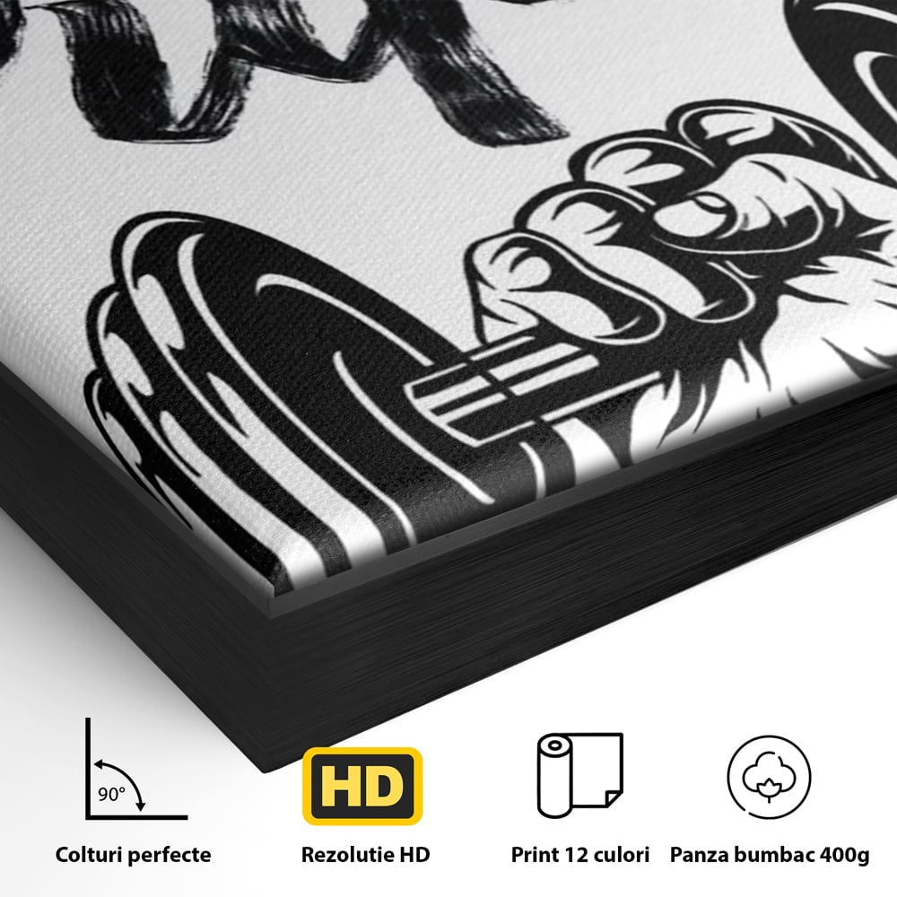 Tablou Canvas Premium, LuxCanva® Q1016, Vointa de Fier, Fitness, Gym, Sala, Disciplina, Forta, Performanta, Ambitie, Inspirational, Birou, Dormitor