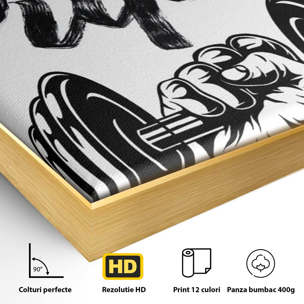 Tablou Canvas Premium, LuxCanva® Q1016, Vointa de Fier, Fitness, Gym, Sala, Disciplina, Forta, Performanta, Ambitie, Inspirational, Birou, Dormitor