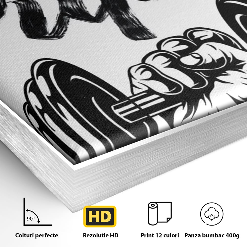 Tablou Canvas Premium, LuxCanva® Q1016, Vointa de Fier, Fitness, Gym, Sala, Disciplina, Forta, Performanta, Ambitie, Inspirational, Birou, Dormitor