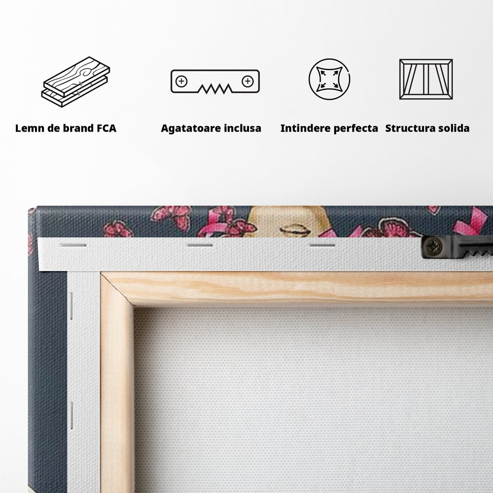 Tablou Canvas Premium, LuxCanva® Q1017, Aripile Sperantei, Ganduri, Optimism, Feminin, Flori, Motivational, Empatie, Viata, Birou, Dormitor