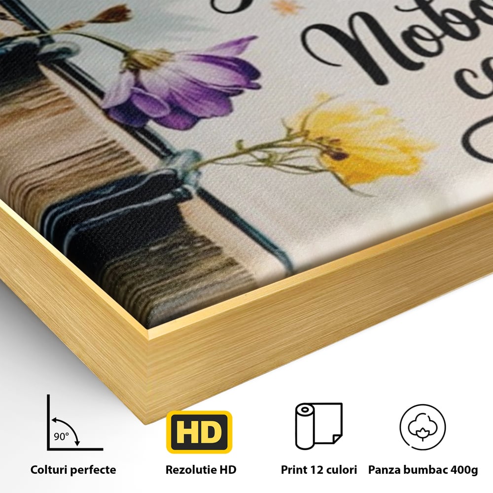 Tablou Canvas Premium, LuxCanva® Q1018, Puterea Educatiei, Carti, Cunoastere, Motivatie, Scoala, Dezvoltare, Flori, Mentor, Cultura, Succes, Birou, Dormitor