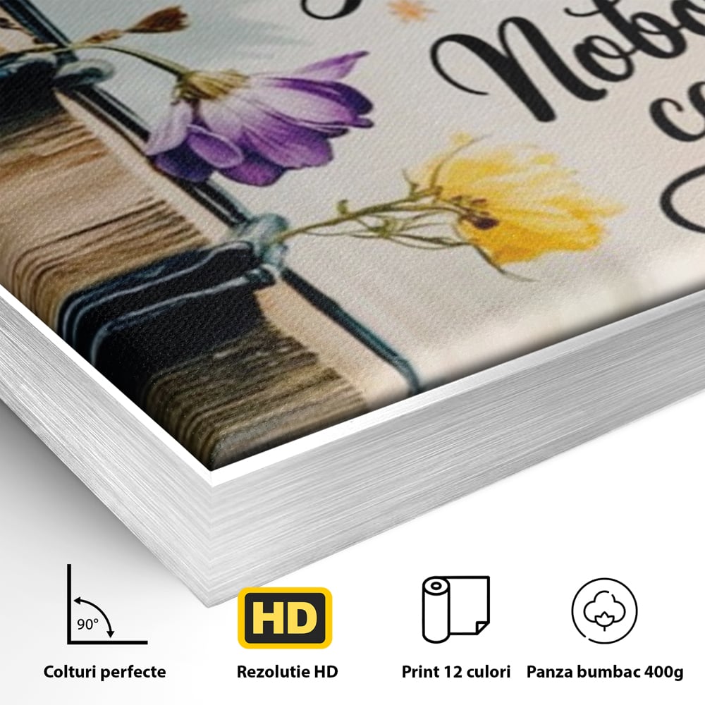 Tablou Canvas Premium, LuxCanva® Q1018, Puterea Educatiei, Carti, Cunoastere, Motivatie, Scoala, Dezvoltare, Flori, Mentor, Cultura, Succes, Birou, Dormitor