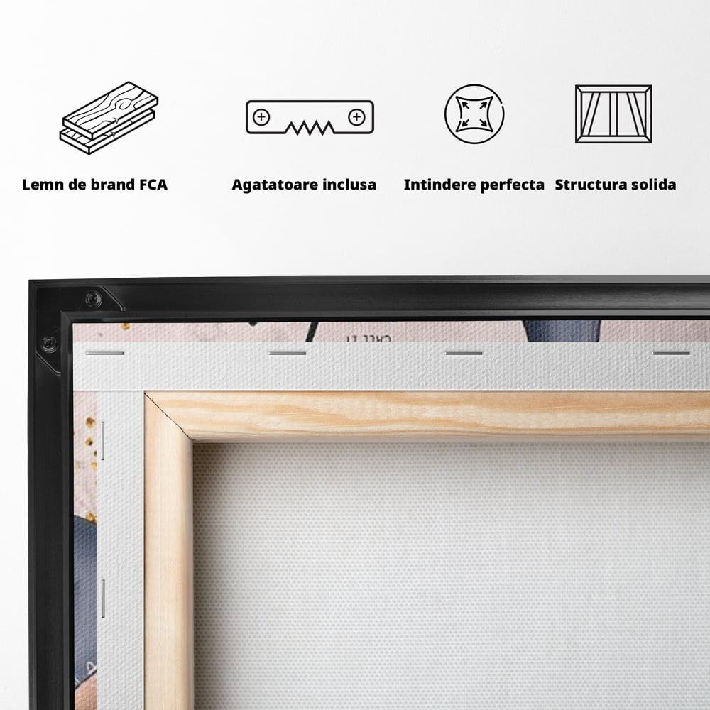 Tablou Canvas Premium, LuxCanva® Q1019, Ambitie cu Stil, Plan, Vis, Cariera, Business, Laptop, Cafea, Munca, Motivational, Feminin, Birou, Dormitor