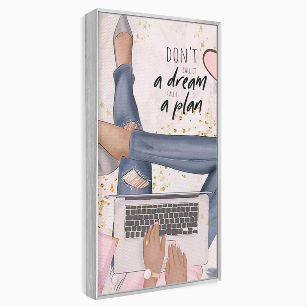 Tablou Canvas Premium, LuxCanva® Q1019, Ambitie cu Stil, Plan, Vis, Cariera, Business, Laptop, Cafea, Munca, Motivational, Feminin, Birou, Dormitor