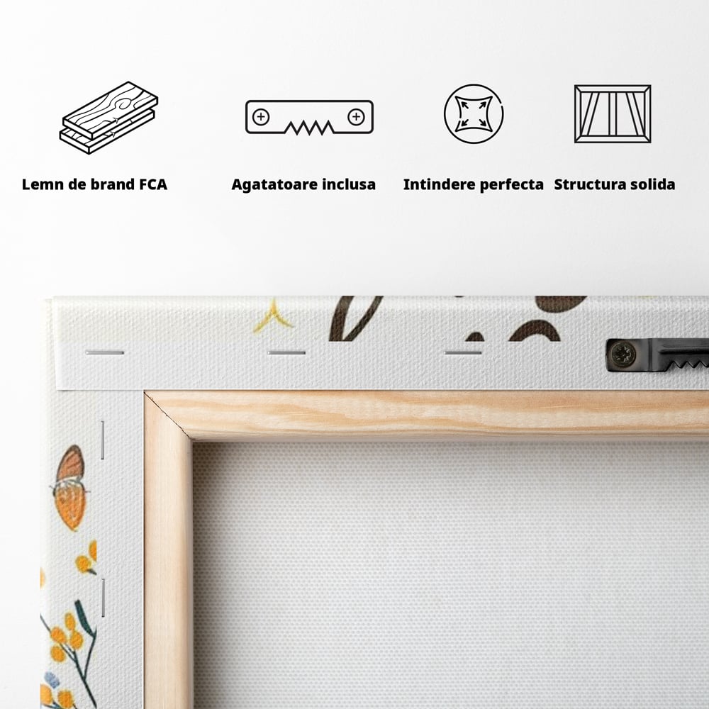 Tablou Canvas Premium, LuxCanva® Q1020, Curaj sub Soare, Flori, Natura, Putere, Optimism, Energie, Speranta, Pastel, Mesaj, Motivatie, Birou, Dormitor