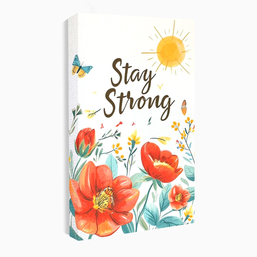 Tablou Canvas Premium, LuxCanva® Q1020, Curaj sub Soare, Flori, Natura, Putere, Optimism, Energie, Speranta, Pastel, Mesaj, Motivatie, Birou, Dormitor