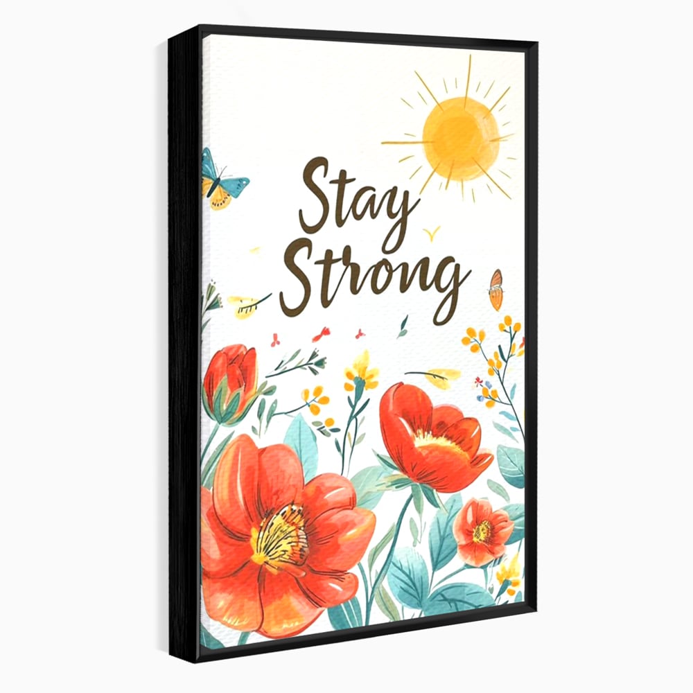 Tablou Canvas Premium, LuxCanva® Q1020, Curaj sub Soare, Flori, Natura, Putere, Optimism, Energie, Speranta, Pastel, Mesaj, Motivatie, Birou, Dormitor